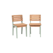 Set di 2 sedie in legno per bambini, da interno/esterno, verde grigio