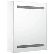 Mobiletto da bagno con specchio LED 50 x 13,5 x 60 cm bianco e argento 02_0006561