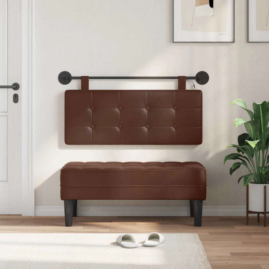 Testiera | Testata sospesa Con luce LED Marrone Similpelle