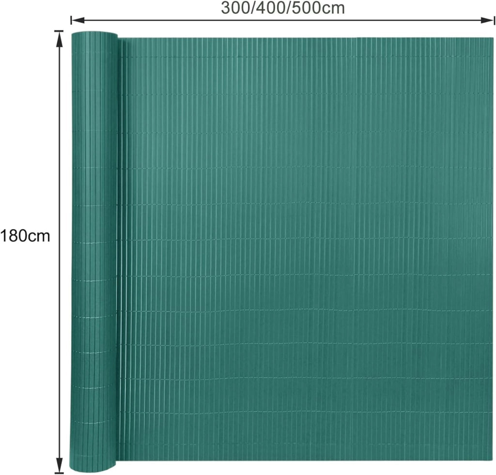 Canniccio PVC Recinzione 180x300cm Tappetino Privacy per Balcone con Fascette Recinzioni e Decorazioni Protezione dal Vento Impermeabile Senza Foratura, Verde