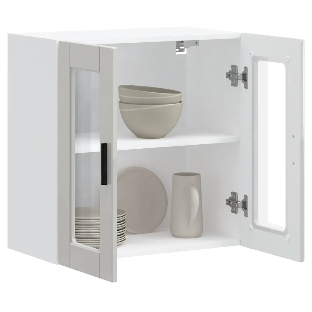 Pensile da Cucina con Porta in Vetro Porto Bianco Lucido 854149