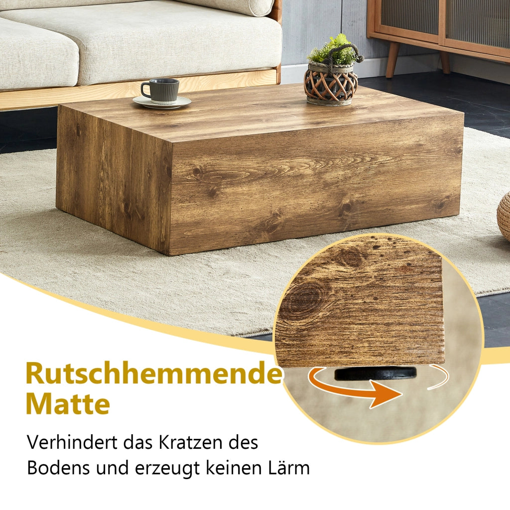 Tavolino da caffè rettangolare in MDF con venatura legno - per soggiorno - 90×50×30 cm - legno