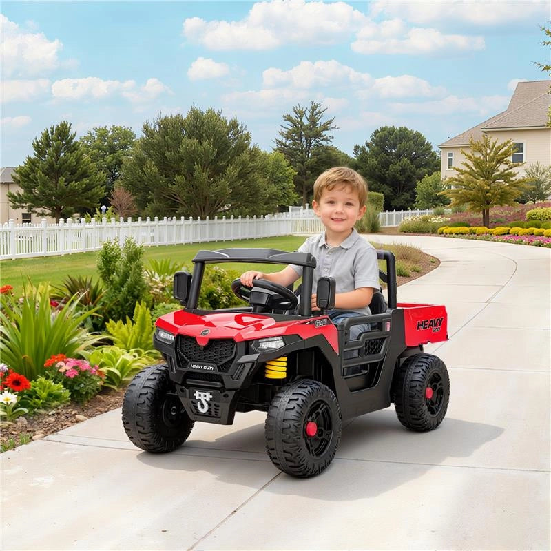 MACCHINA ELETTRICA BAMBINI 12V CON TELECOMANDO, SOSPENSIONI, BAGAGLIAIO E MUSICA, ETÓ 3-8 ANNI, ROSSO