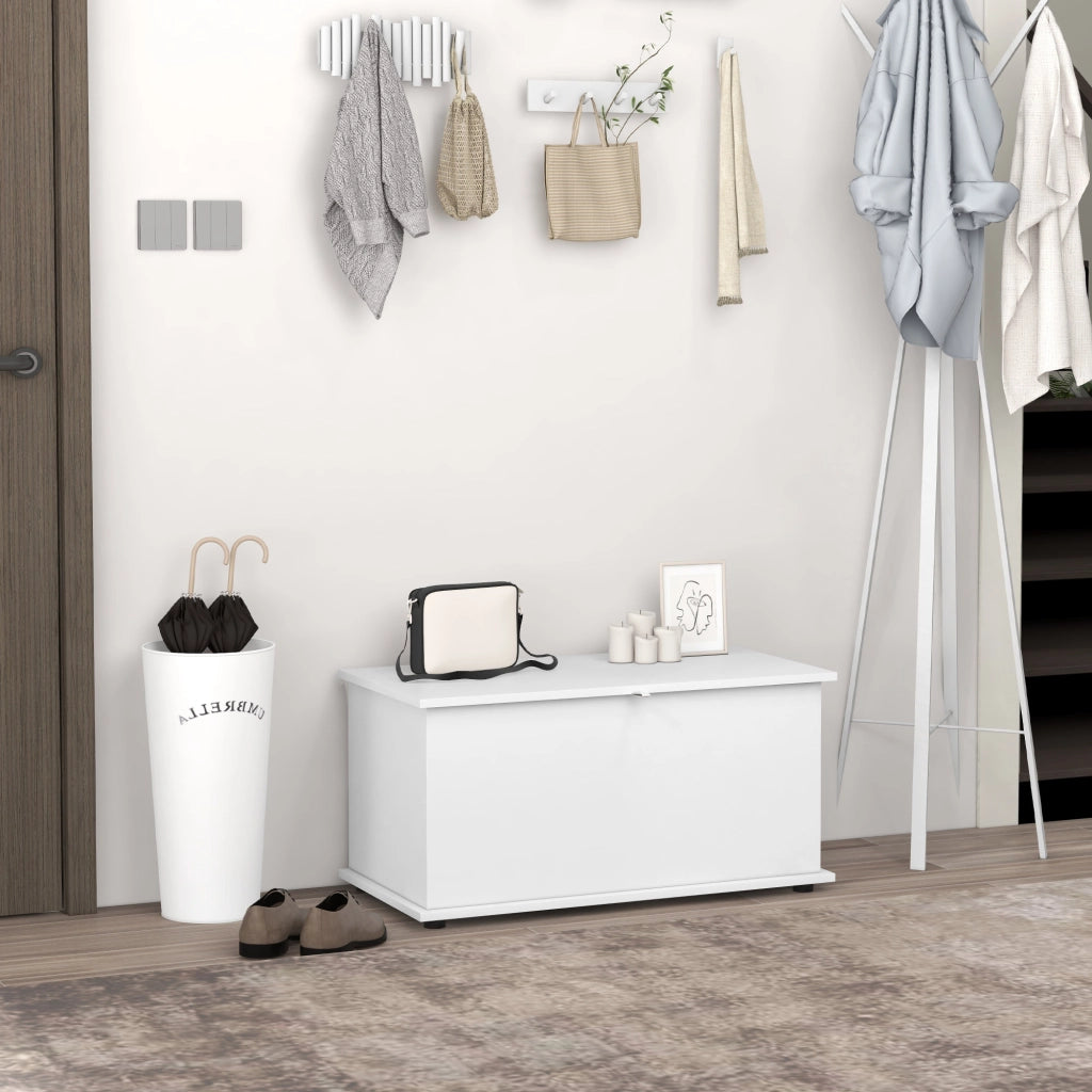 Panca Contenitore Multiuso in Legno per Camera e Ingresso, 80x40x40 cm, Bianco