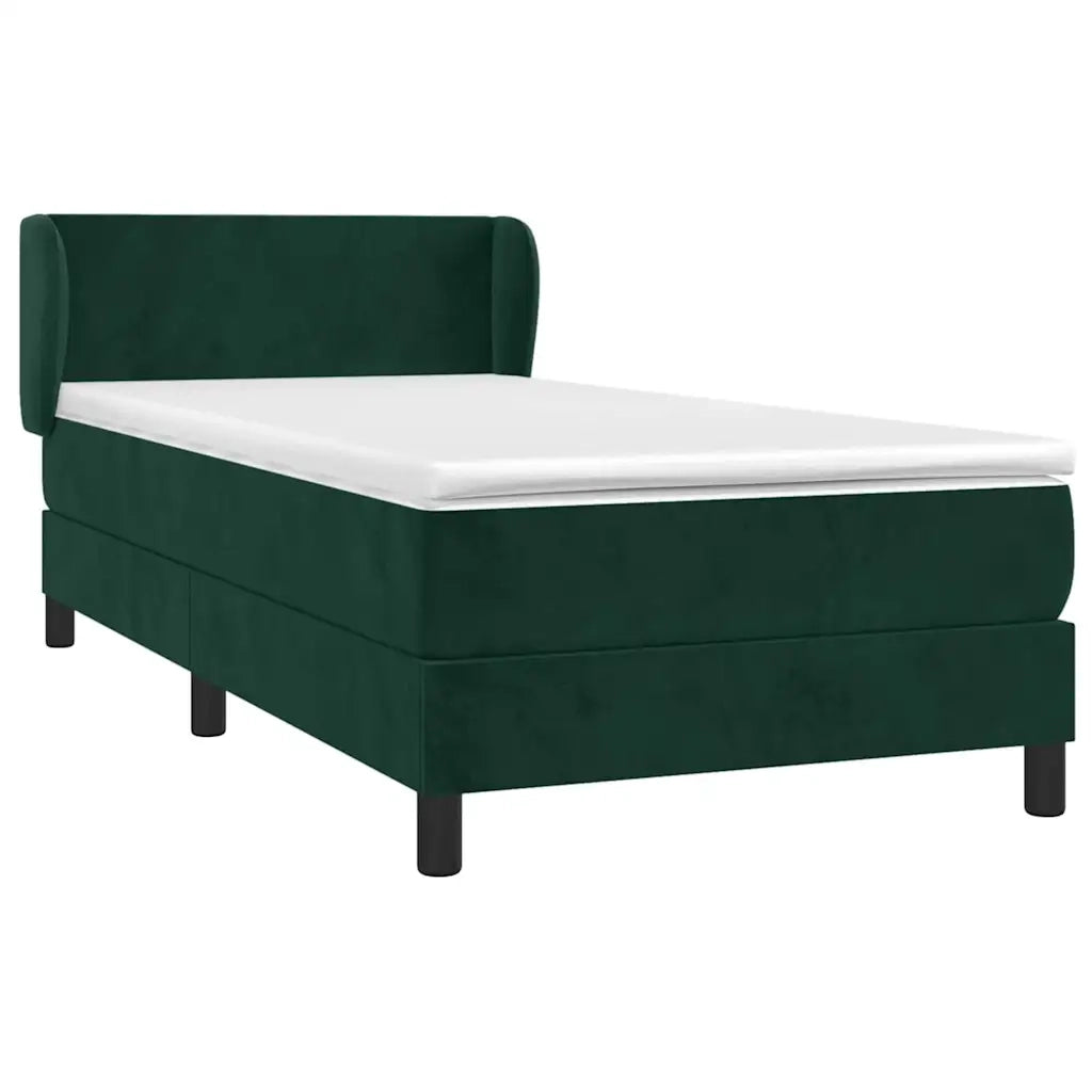 Giroletto a Molle con Materasso Verde Scuro 90x200 cm Velluto 3127352