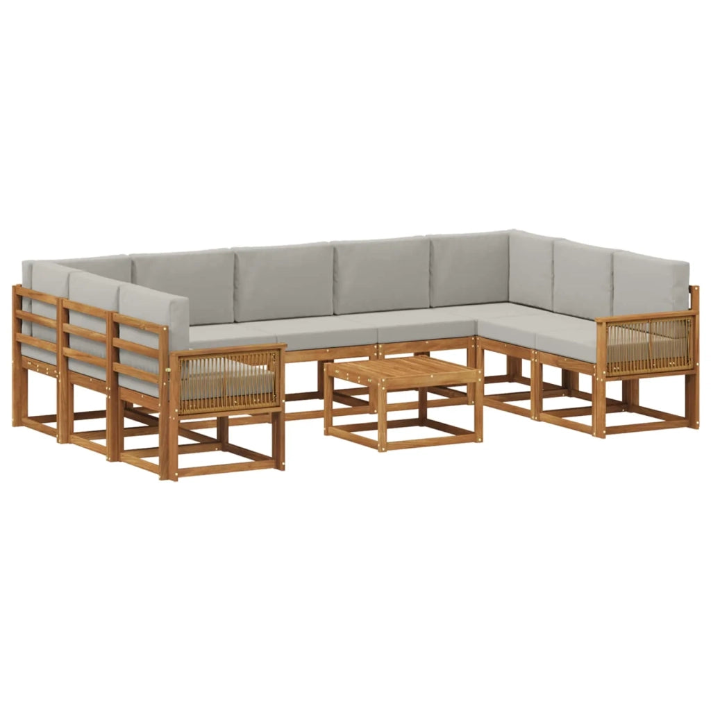 Set di divani da esterno 10 pcs Naturale e Grigio Chiaro 3385557