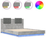 Letto matrimoniale | Letto per adulti | Giroletto con Testiera e LED Grigio Cemento 150x200 cm