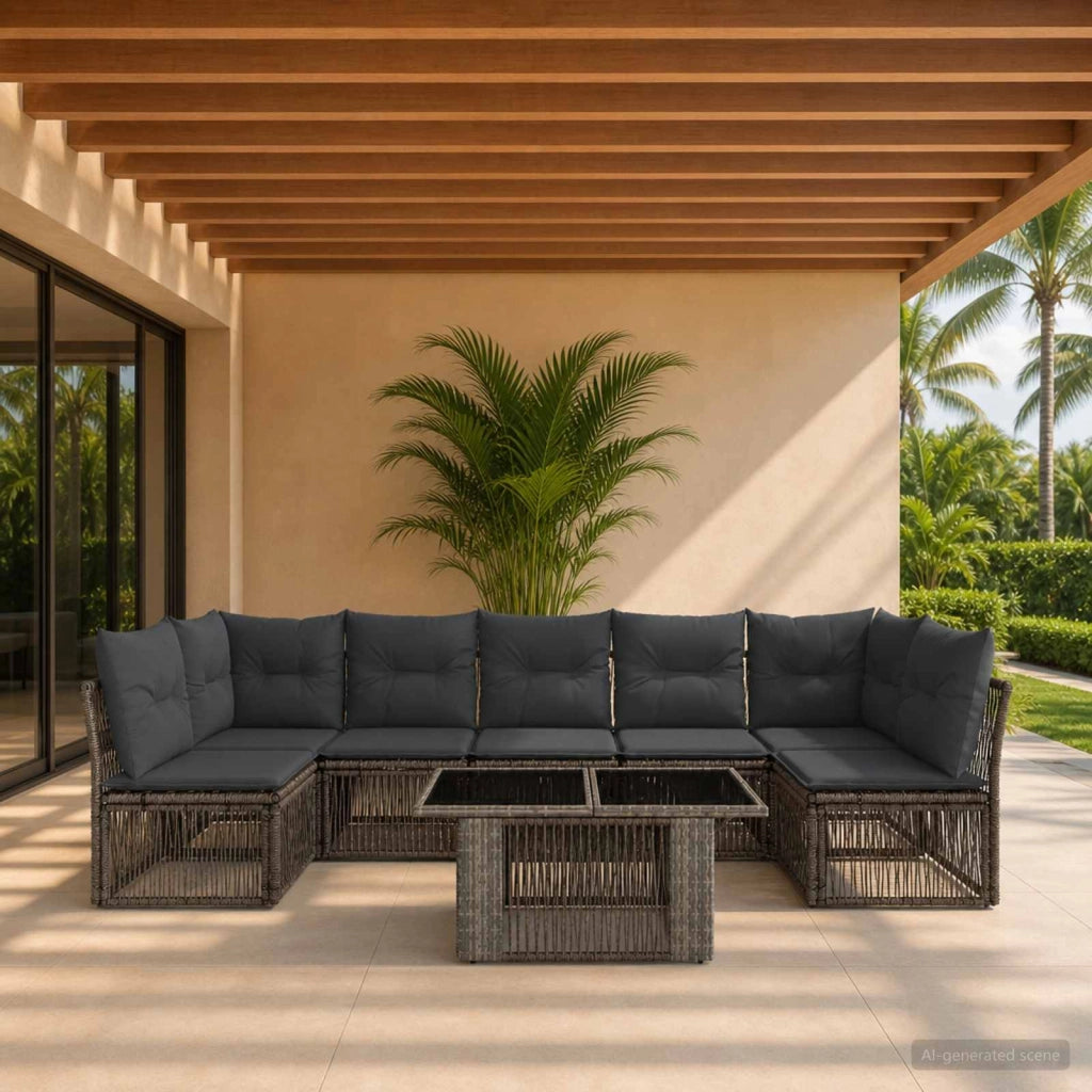 Set Divano da Giardino 7 pz Grigio polyrattan 3436442