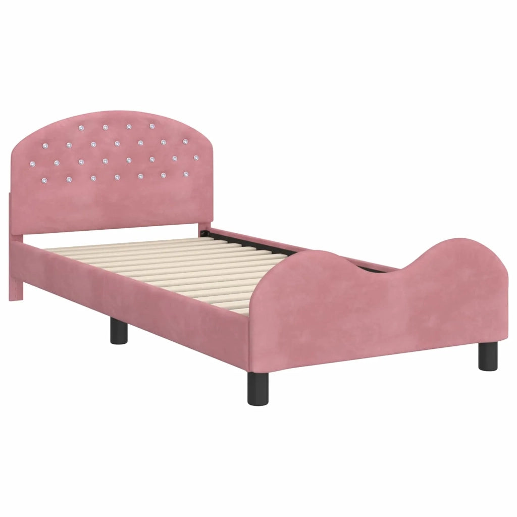 Struttura letto bambini con testata-Giroletto per bambini Rosa 90 x 200 cm Velluto 120569