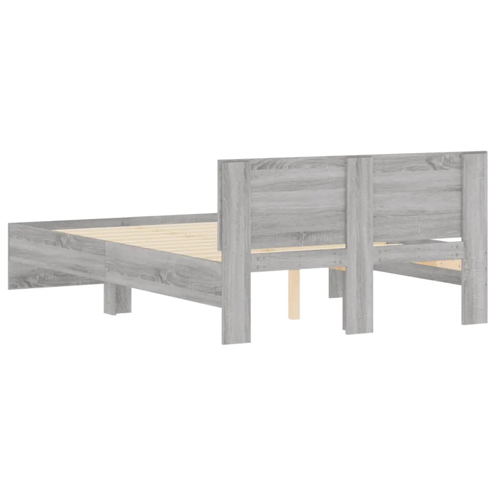 Giroletto con Testiera-Struttura Letto con testiera Grigio Sonoma 135x190 cm