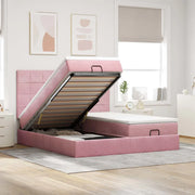 Struttura Letto Pouf con Materassi Rosa 160x200 cm Velluto 3314620