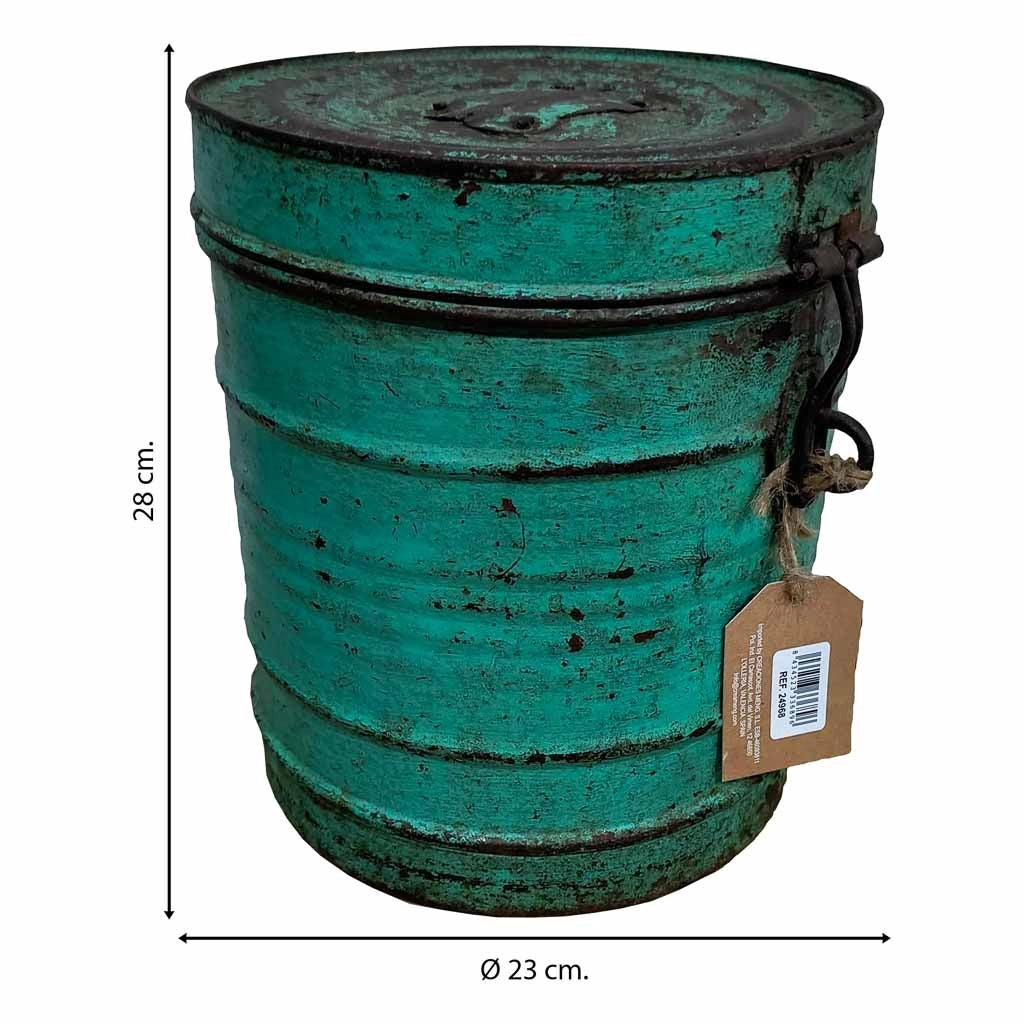 Contenitore portaoggetti in metallo verde 23x23x28h