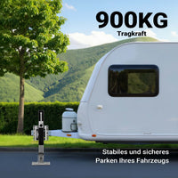 Piede stabilizzatore per rimorchi roulotte, max 900 kg, regolabile in altezza con manovella, con pedale e perno di sicurezza