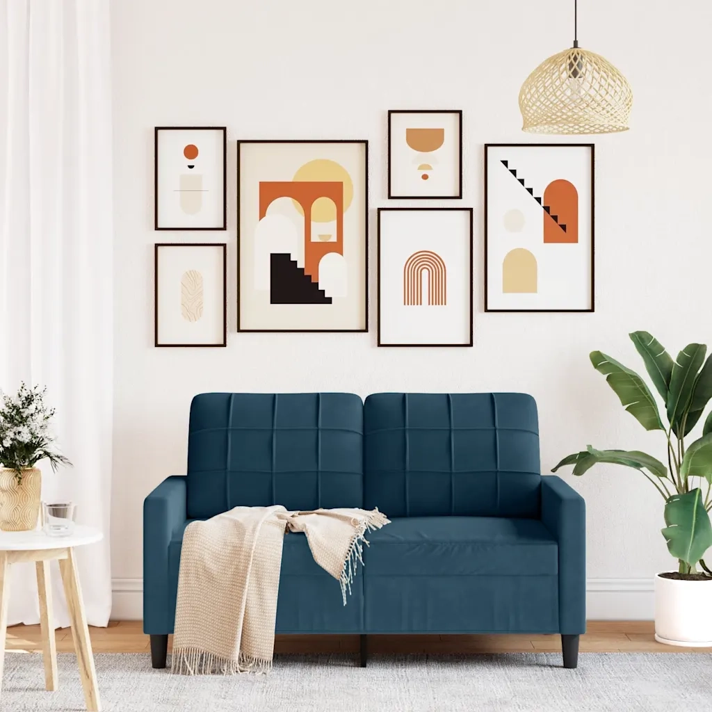 Divano a 2 Posti Blu 120 cm in Velluto 4007623