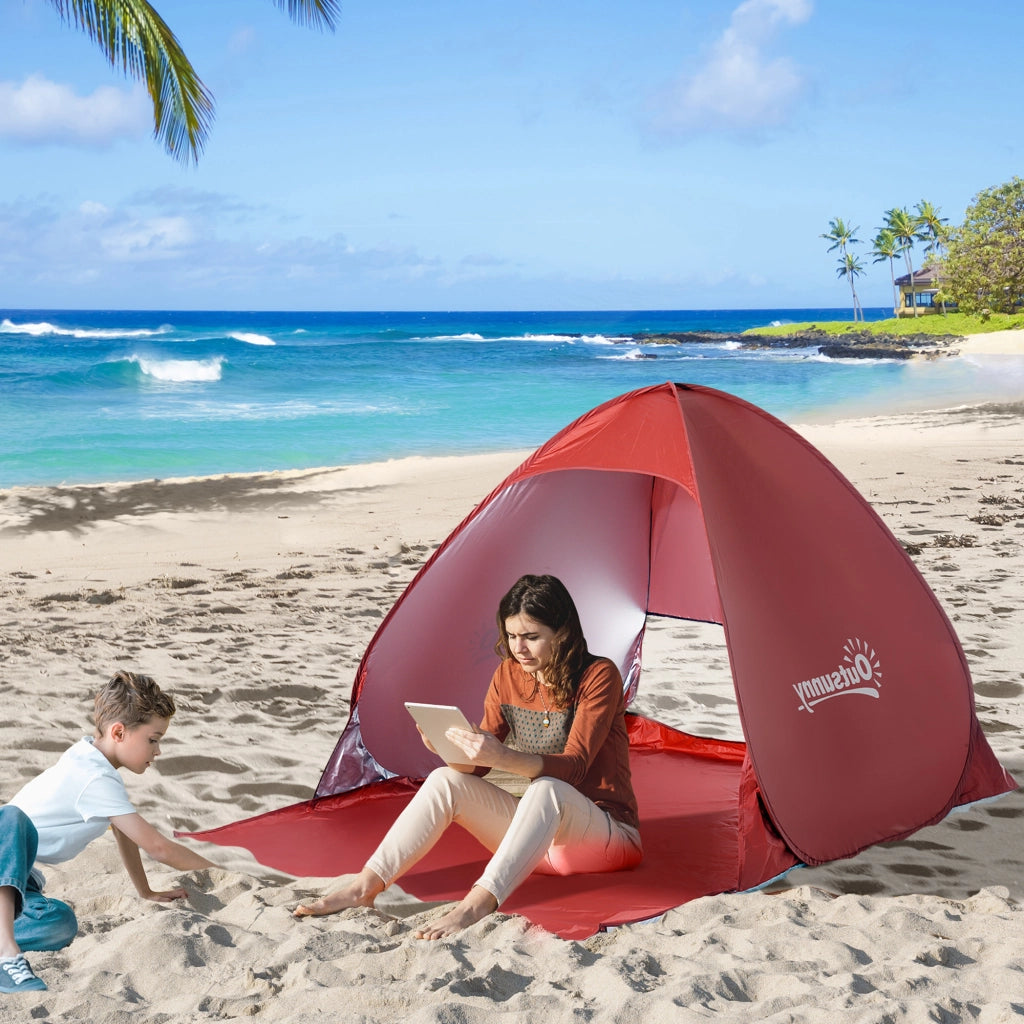 Tenda da campeggio pop-up ¨C zephmum ¨C rosso, poliestere, 200x150x119 cm