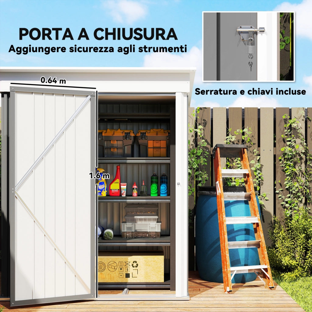 Casetta da Giardino Porta Attrezzi ¨C Zephmum ¨C Acciaio, Grigio, 161x95x163/181cm