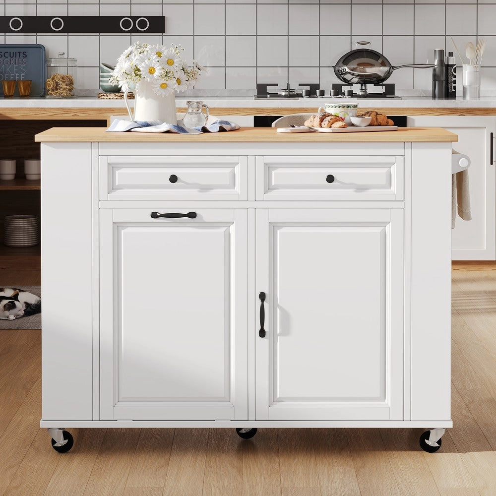 Tavolo da Pranzo Allungabile con Isola Cucina e Ruote ¨C Xylo ¨C Bianco