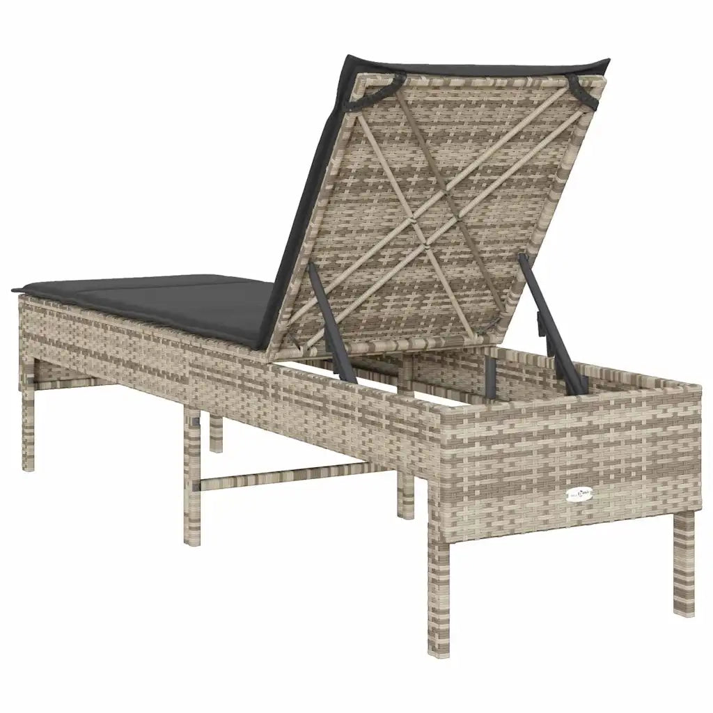 Lettino Prendisole con Cuscino Grigio Chiaro 55x200x44 cm
