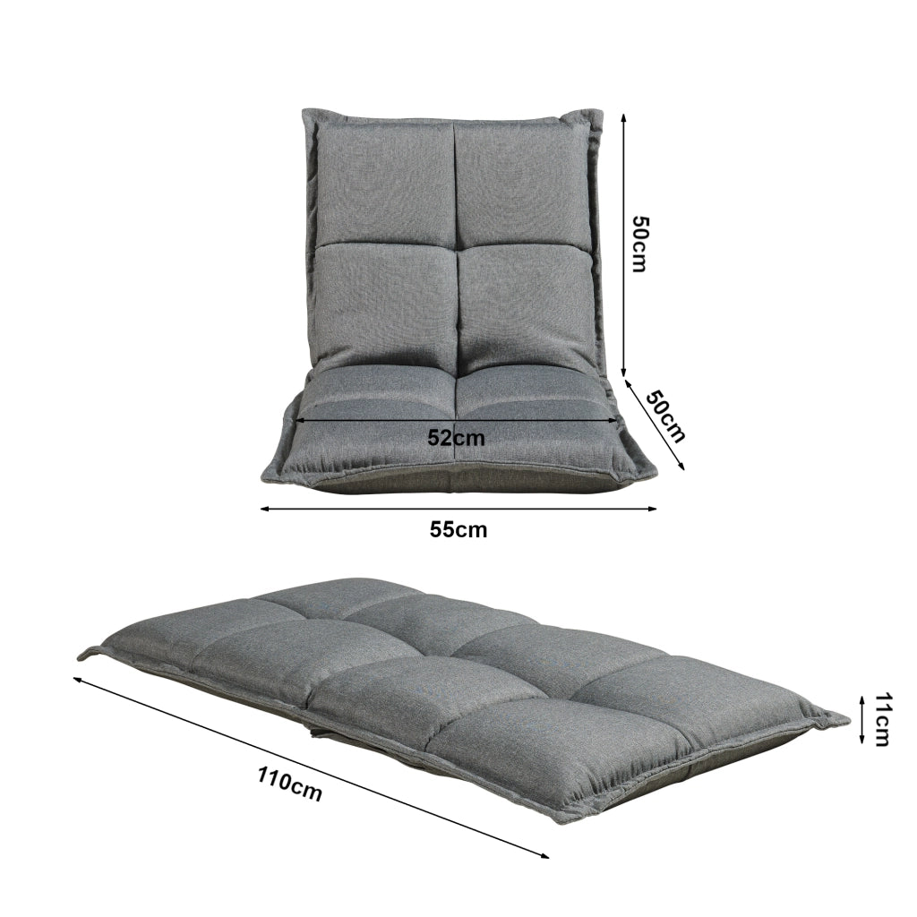 Set di 2 Sedie da Pavimento Deinze con Schienale Regolabile - Grigio Scuro [en.casa]