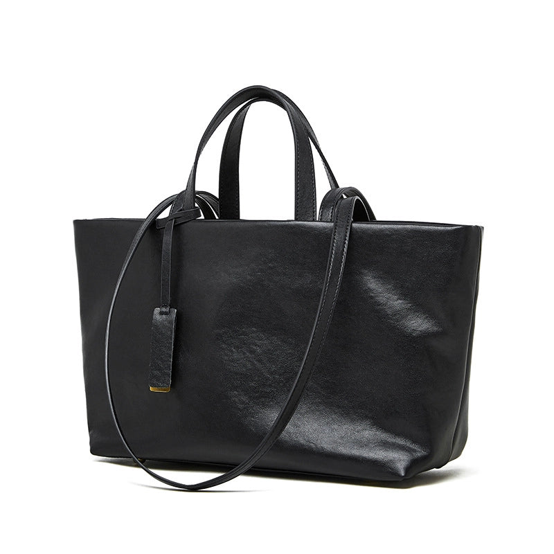 Borsa a tracolla da donna in vera pelle nera