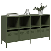 Credenza Verde Oliva 135x39x73,5 cm Acciaio Laminato a Freddo 3307165