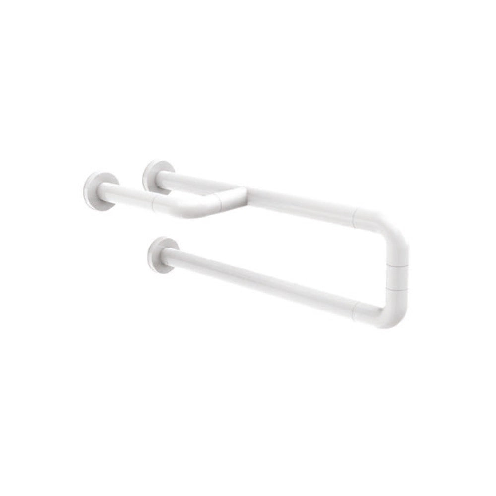 Barra maniglione fissa destra o sinistra per ausili disabili cm60 alluminio e nylon bianco