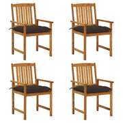 Sedie da Giardino con Cuscini 4 pz in Massello di Acacia cod mxl 13595