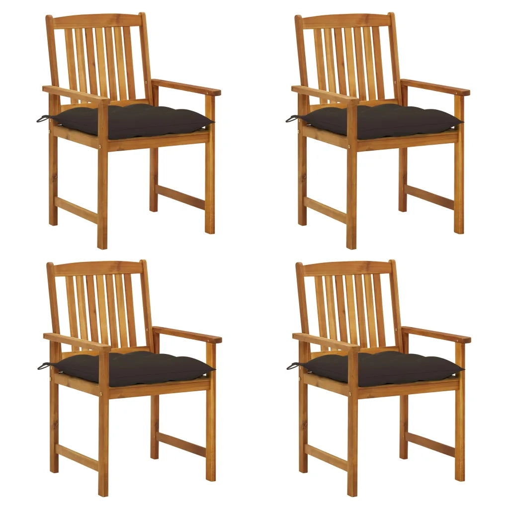 Sedie da Giardino con Cuscini 4 pz in Massello di Acacia cod mxl 13595