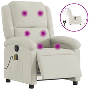 Poltrona Massaggiante | Sedia Relax Reclinabile Elettrica Crema Velluto