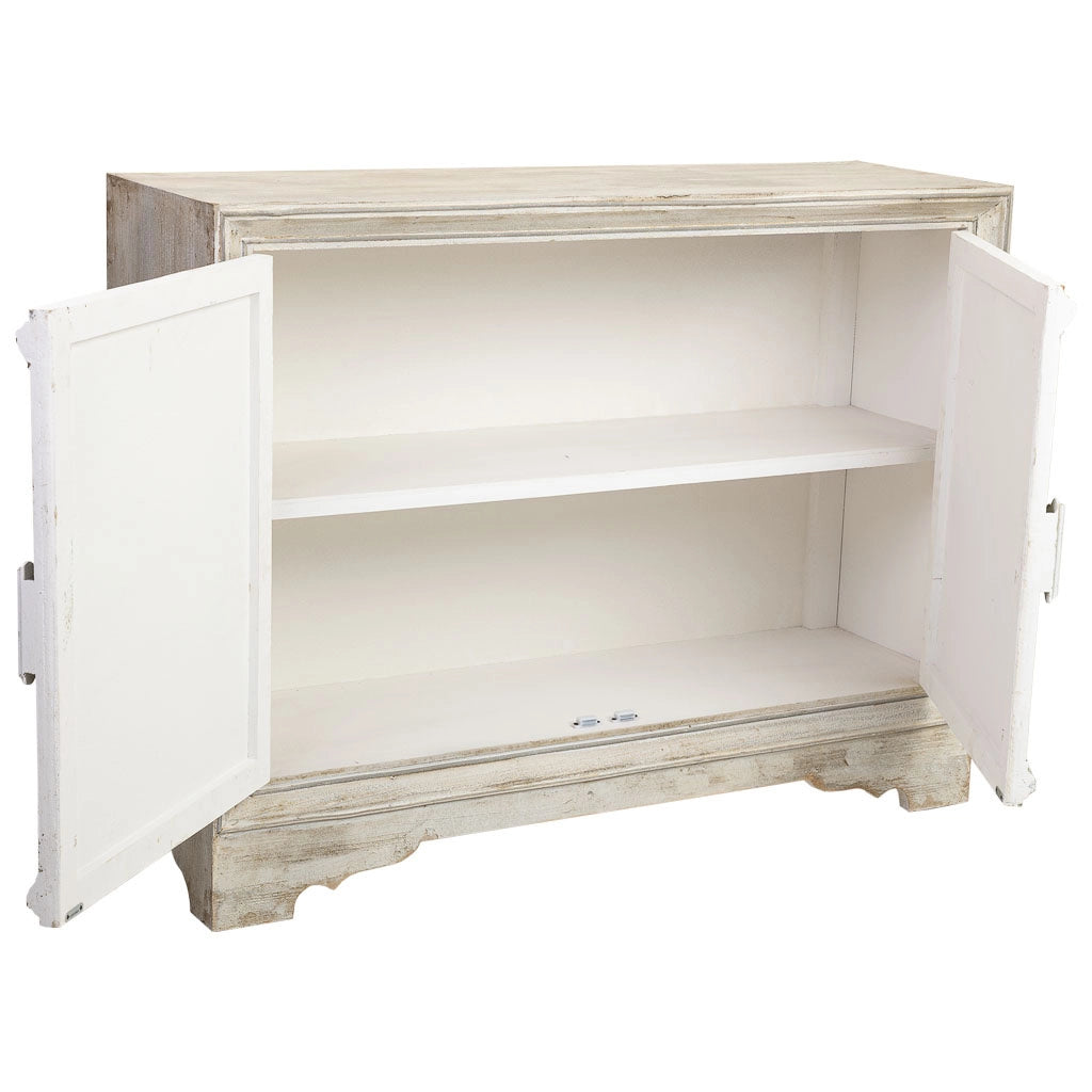 Credenza in legno con 2 porte in finitura invecchiata 120x38x92