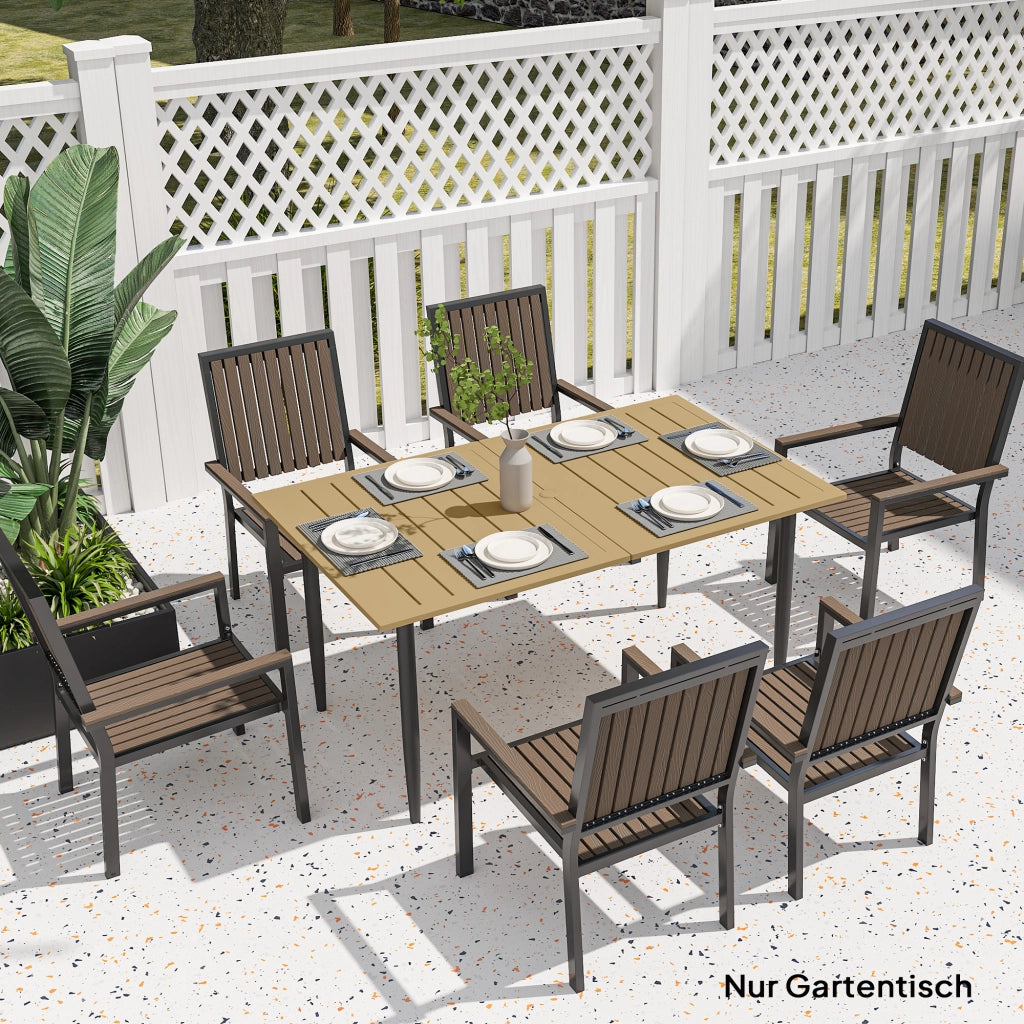 Tavolo da giardino 150x90 ¨C zephmum ¨C marrone, acciaio