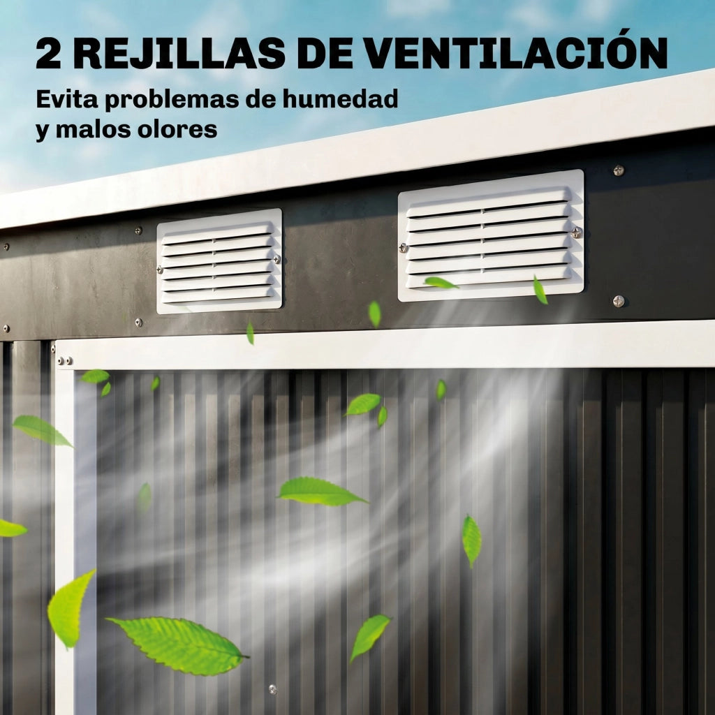 Casetta da giardino ¨C zephmum ¨C 213x130x172 cm grigio con porta scorrevole e finestre