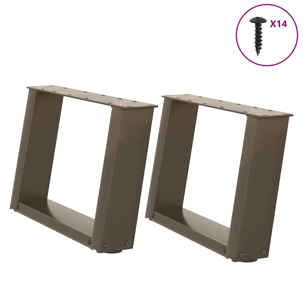 Set di 2 gambe per tavolino da caffè dal design moderno a forma di U angolate 50 x 30-31 cm in acciaio verniciato a polvere naturale 02_0057032