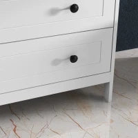 Cassettiera con 5 Cassetti in Legno Salvaspazio e Antiribaltamento, 74x40x91cm, Bianco