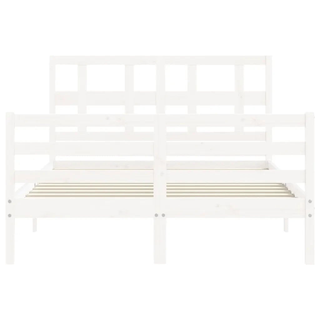 Giroletto con Testiera-Struttura Letto con testiera Bianco 120x200 cm in Legno Massello 532768