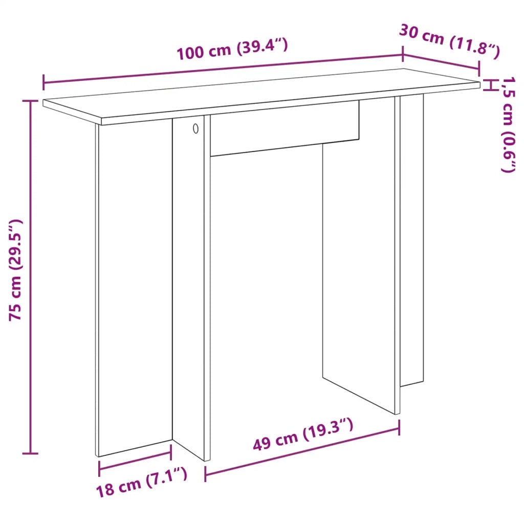 Tavolo consolle Rovere Nero 100 x 30 x 75 cm 8001168