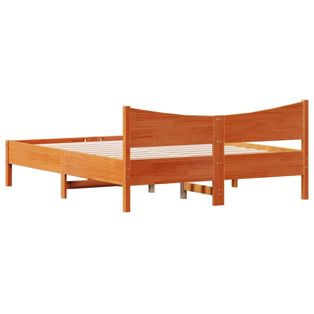 Letto matrimoniale | Letto per adulti | Giroletto senza Materasso Marrone Cera 160x200 cm Legno di Pino