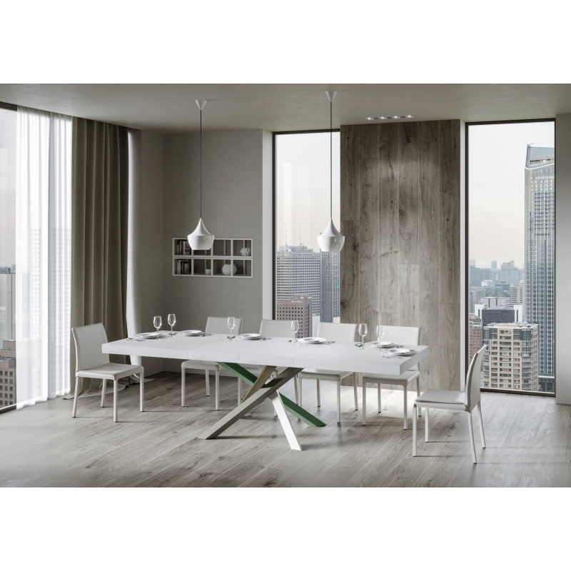 Tavolo allungabile 90x140/244 cm Volantis Premium telaio gambe 4 colori (A) - Bianco Frassino