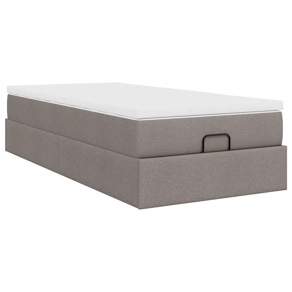 vidaXL Struttura Letto Pouf con Materasso Tortora 90x190 cm in Tessuto