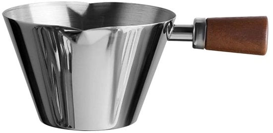Caffè e Cocktail Misuratore in Acciaio Inossidabile - Doppia V-Forma di Sfogo - Manico in Legno - Misuratore per Caffè - Misuratore per Cocktail - Facile da Pulire
