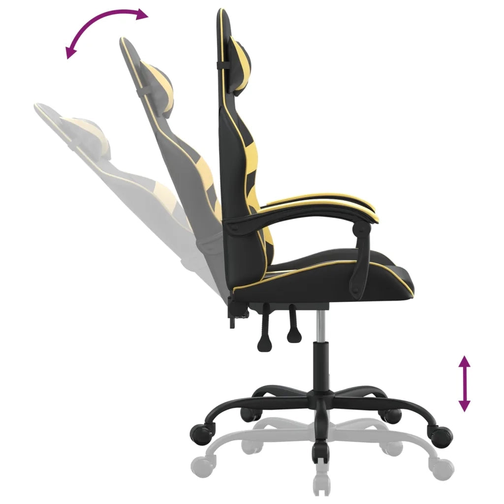 Sedia da Gaming Girevole Nera e Oro in Similpelle cod mxl 64500