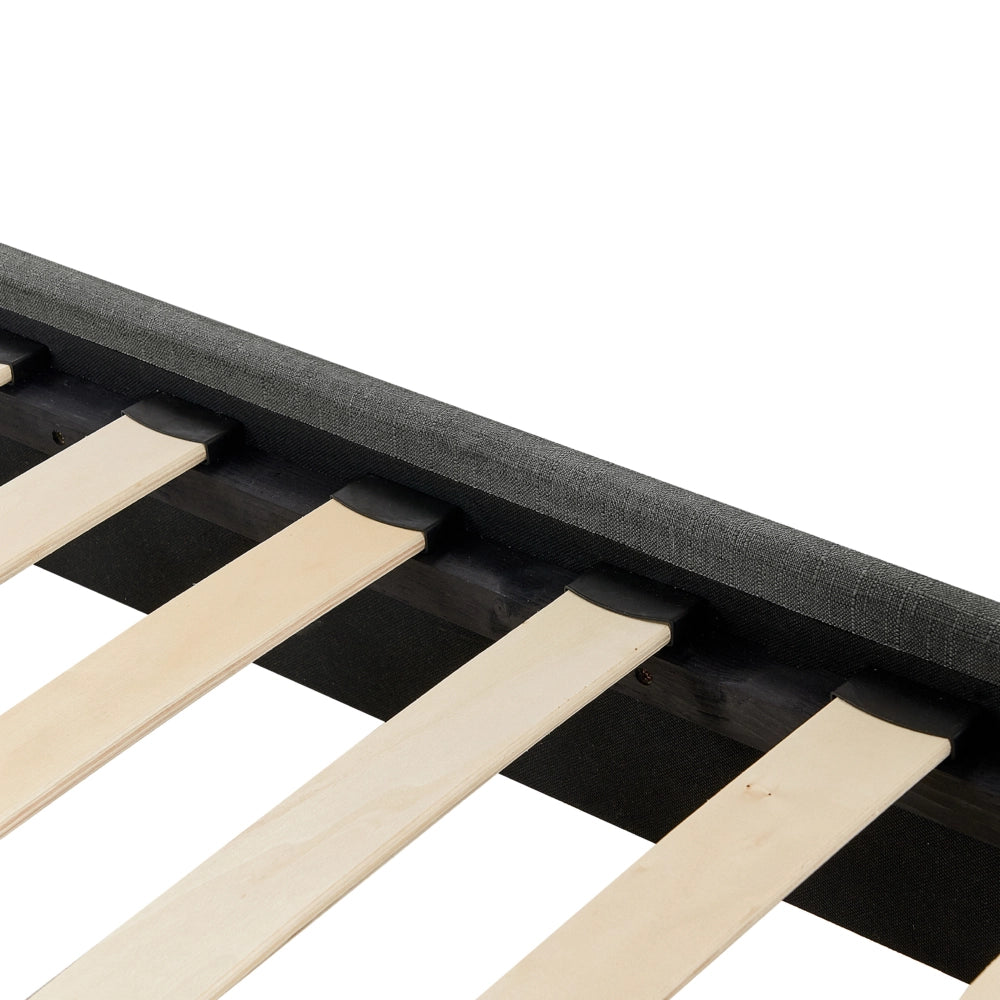 Letto 180 x 200 cm tessuto grigio con rete a doghe senza testiera