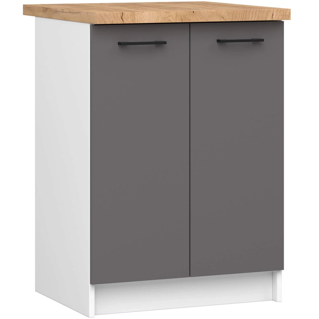 Mobile cucina modulare con piano di lavoro AKORD OLIWIA Bianco 60 cm 2 ante inserto frontale Grigio Grafite 60x46x85 cm