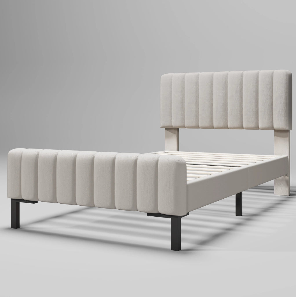 Letto imbottito 90x200 cm con testiera regolabile e rete in legno