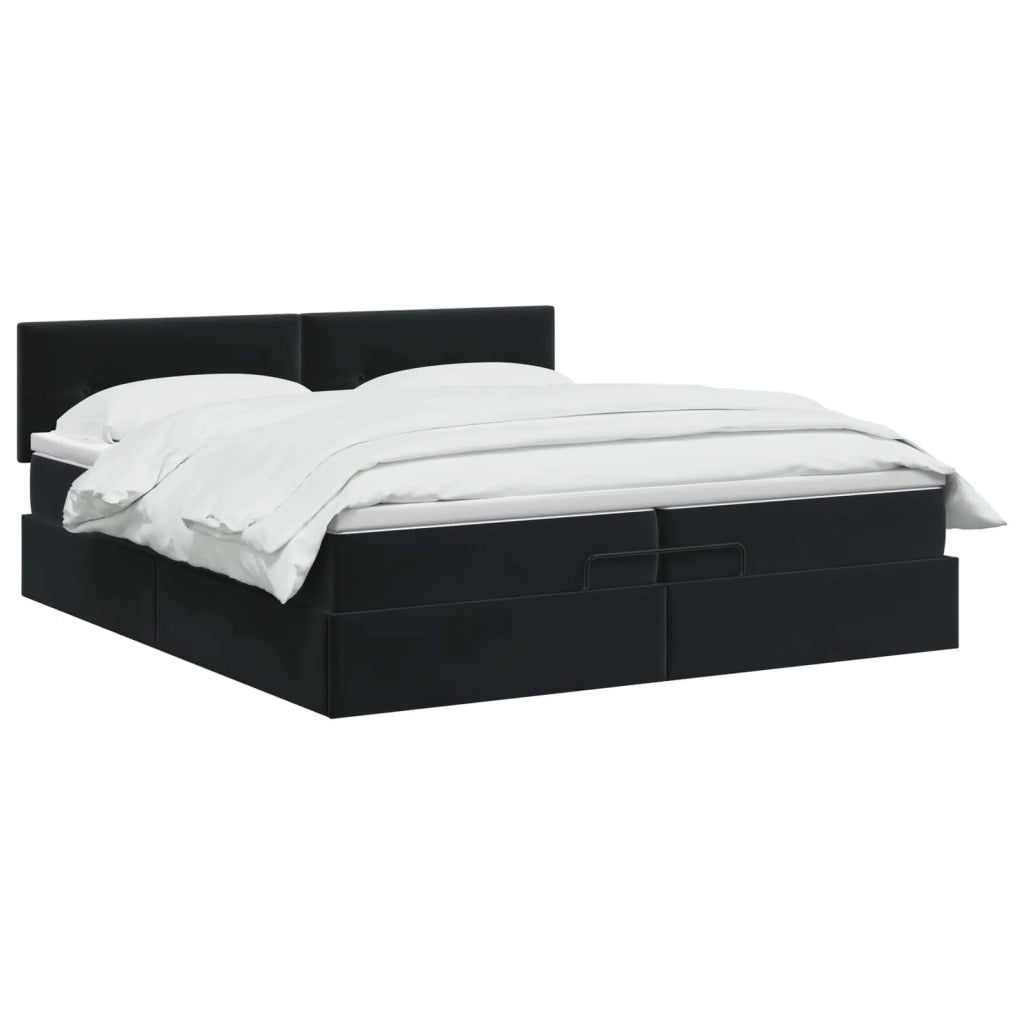 Letto Ottomano con Materasso e LED Nero 200 x 200 cm Velluto 3457163
