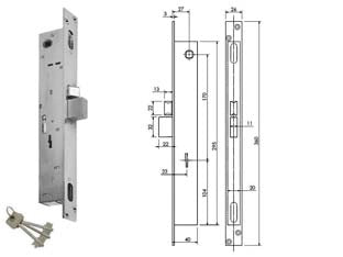 SERRATURA TRIPLICE INFILARE PER MONTANTI D/MAPPA CATEN. E SCR. F6603  entrata mm.27/23 (F6603)    NUOVA FEB