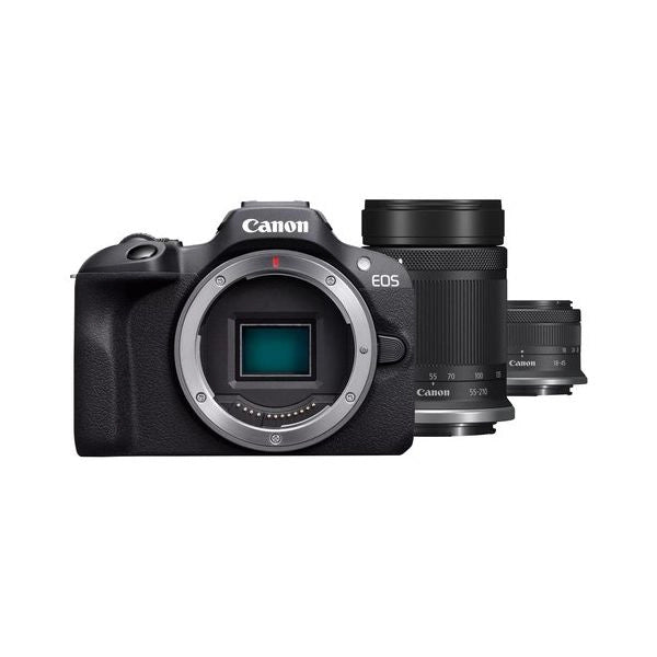 Canon eos r100 + rf-s 18-45mm f4.5-6.3 is stm + rf-s 55-200mm f5-7.1 is stm kit milc 24,1 mp cmos 6000 x 4000 pixel nero - 6052C023