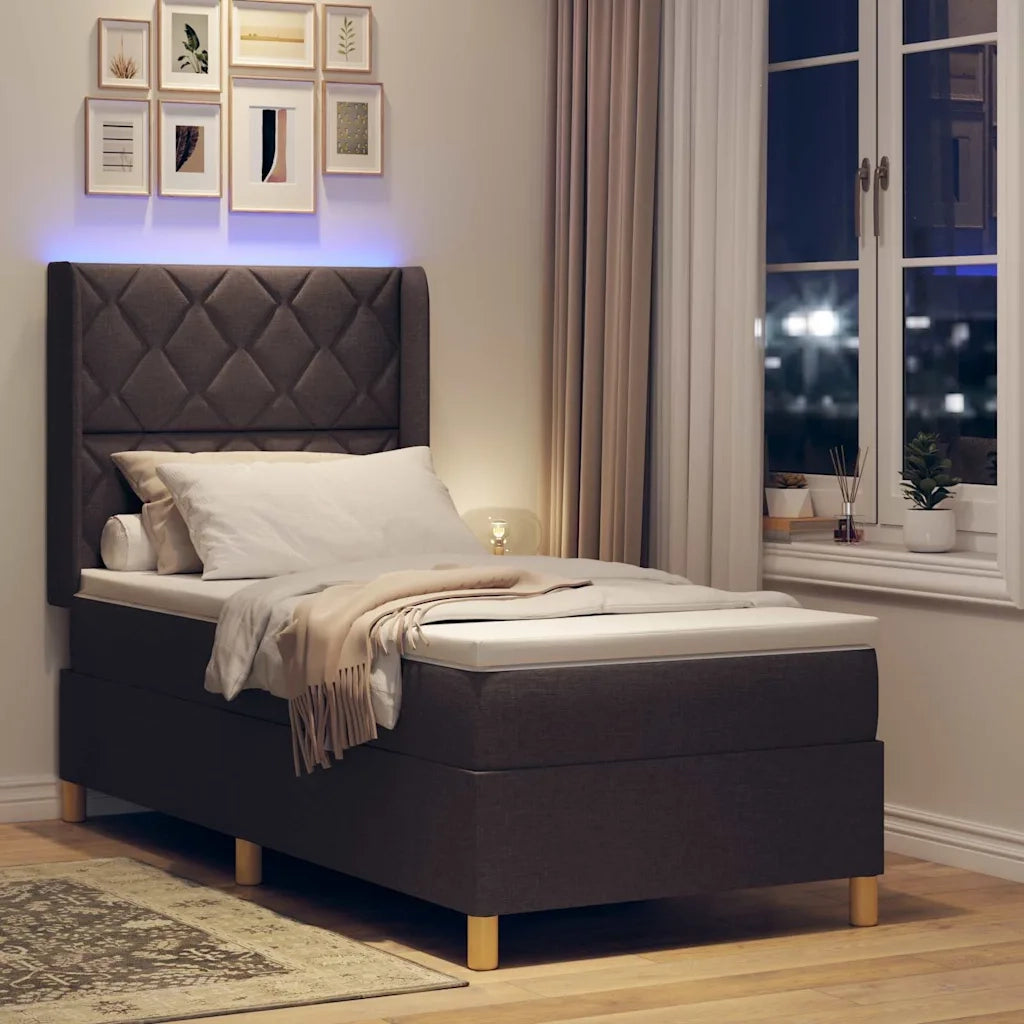 Letto a molle con materasso Marrone 140 x 190 cm Tessuto 3343731