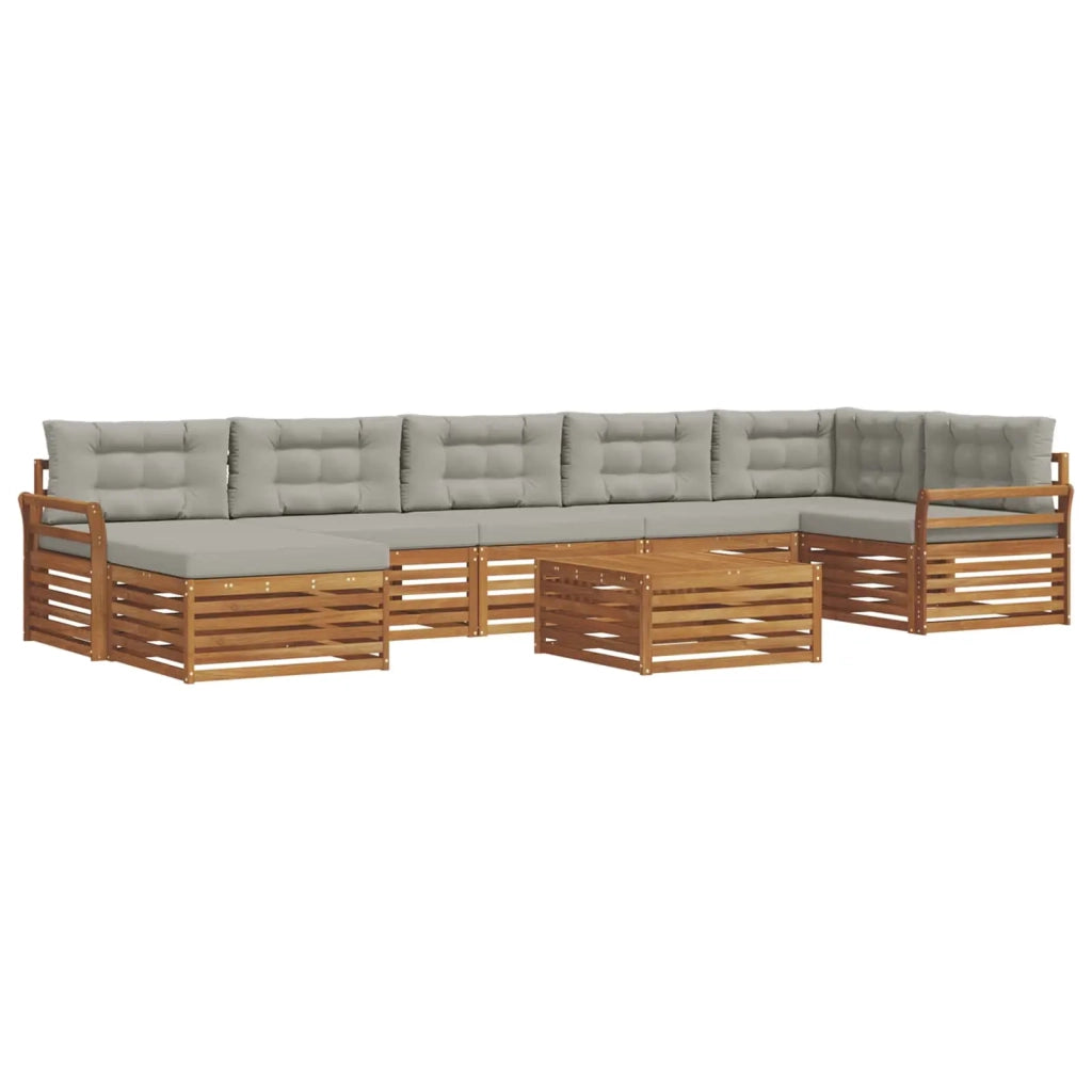 Set di divani da esterno 8 pcs Grigio Naturale e Chiaro