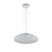 Lampadario A Sospensione Moderno Clemente Acciaio Cromo Cristallo 3 Luci E27